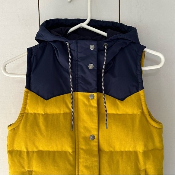 Patagonia Bivy Vest Sulphur Yellow XS Mushroom Print Lining Hooded - Picture 5 of 14